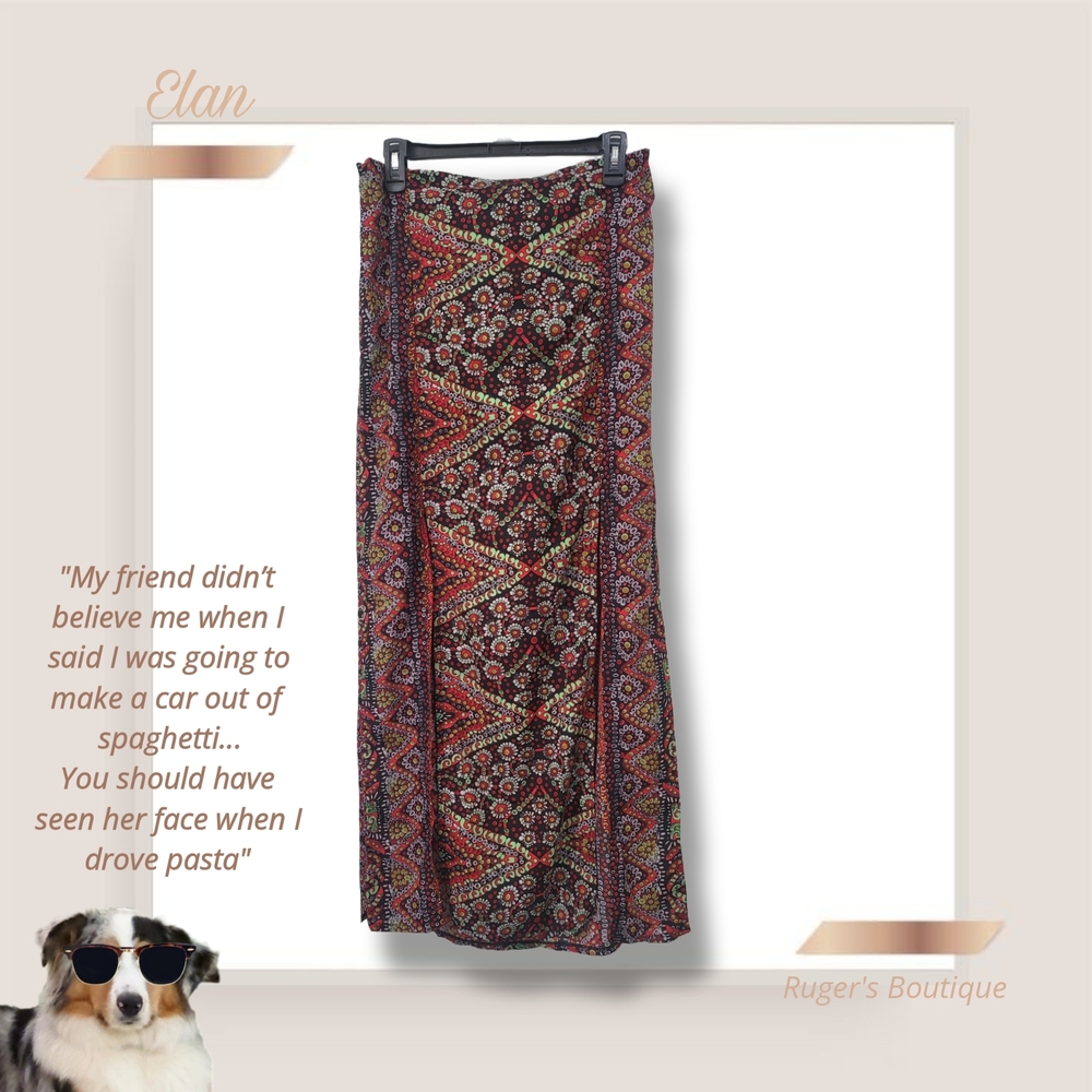 🌿Elan Women's Medium Boho Patterned Front Split Panel Maxi Skirt-CUTE!! - Picture 9 of 10